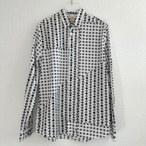 Marni x H&M Geometric Long Sleeve Button Up Shirt Mens Medium White Black